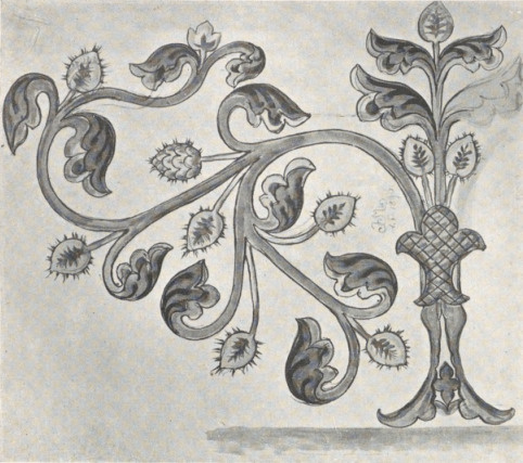 344. KARTON DO POLICHROMII (1890). XI. ORNAMENT KWIATOWY. AKW. Dom Matejki, Kraków. 