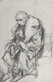 56. POSTAĆ MĘSKA SIEDZĄCA. RYS. OŁ. Dom Matejki, Kraków.