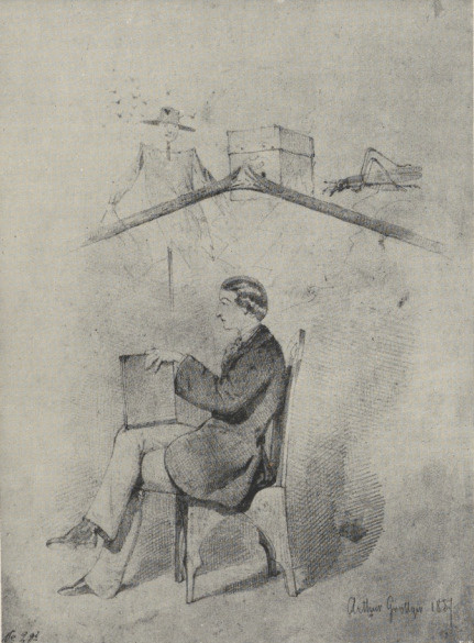 97. PORTRET WŁASNY RYSUNEK OŁÓWKIEM, WIEDEŃ 1857