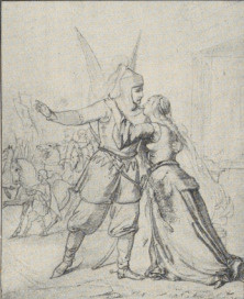120. JÓZEF SIMMLER: POŻEGNANIE WACŁAWA Z MARYĄ, 1847. RYSUNEK OŁÓWKIEM