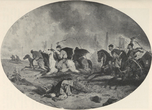 127. TATARZY W UCIECZCE. AKWARELA, OKOŁO 1855 R.