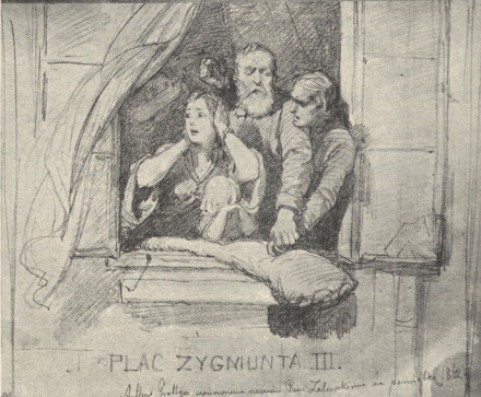 221. PLAC ZYGMUNTA III. WIEDEŃ 1861. RYSUNEK OŁÓWKIEM