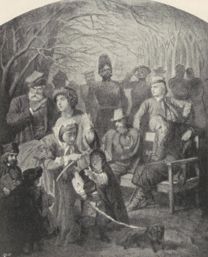 233. W OGRODZIE SASKIM, WIEDEŃ 1862. RYSUNEK KREDKOWY