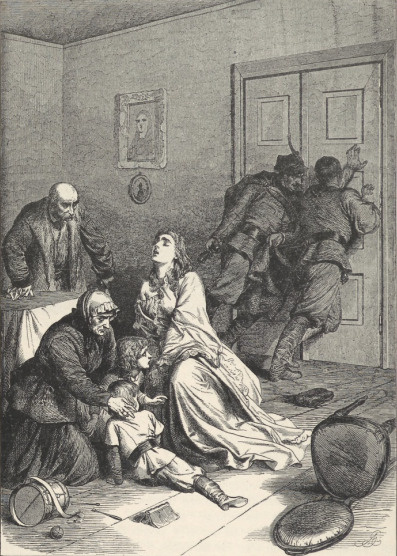 243. NAPAD NA DWÓR, DRZEWORYT W “ILLUSTRATIERE BLATTER” 1864