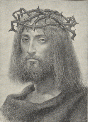 282. CHRYSTUS W CIERNIOWEJ KORONIE. ŚNIATYNKA, 1866. RYSUNEK KREDKĄ