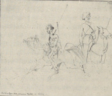 27. A. GROTTGER. KONNICA ROSYJSKA. LWÓW 1848/49. RYSUNEK OŁÓWKIEM