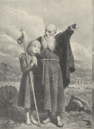 312. PIELGRZYM. LWÓW, 1866. RYSUNEK KREDKĄ