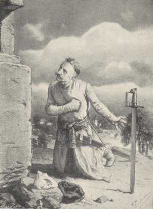 333. SZLACHCIC POD FIGURĄ, ŚNIATYNKA 1866. RYSUNEK KREDKĄ