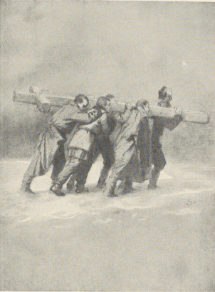 336. Z KRZYŻEM PO ŚNIEGU, PARYŻ, 1867 (?) RYSUNEK KREDKĄ