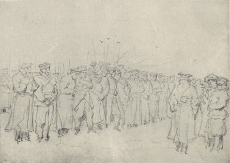 339. SZKIC DO “POCHODU NA SYBIR” PARYŻ, STYCZEŃ, 1866. RYSUNEK KREDKĄ