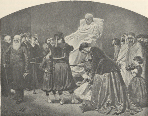 356. PRZED POSĄGIEM NAPOLEONA. PARYŻ 1867. RYSUNEK KREDKĄ