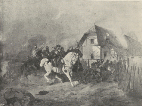 42. NAPAD SZWEDÓW, AKWARELA, ŚLEDZIEJOWICE 1854