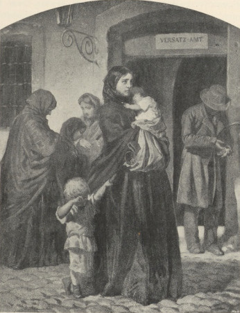59. A. GROTTGER: PRZED ZAKŁADEM ZASTAWNICZYM, LITOGRAFIA. WIEDEŃ 1862/3