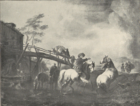 63. FILIP WOUVERMANN: POJENIE KONI, KOPIA A. GROTTGERA Z ORYGINAŁU W GALERYI KS. LICHTENSTEINA W WIEDNIU, WYKONANA R. 1855/6