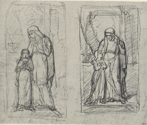 73. LEON OSTROWSKI: DWA SZKICE OŁÓWKOWE DO ŚW. ANNY, WIEDEŃ, 1855-7
