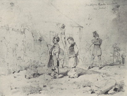 82. SZTUKI PIĘKNE NA WSI. MALARSTWO. 1856-1858. RYSUNEK OŁÓWKIEM