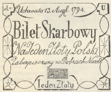 Nr. 107. Moneta papierowa czasów Kościuszki.