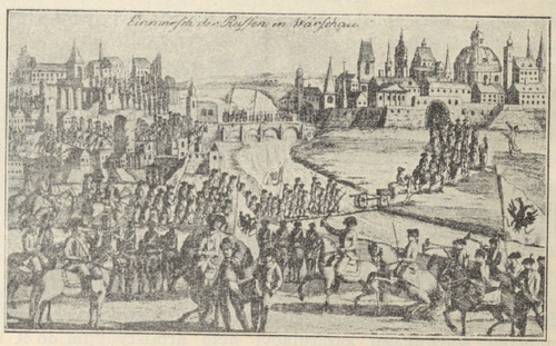 Nr. 122. Wejście wojsk rosyjskich do Warszawy. (Rysunek współczesny).