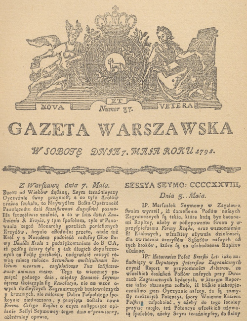 Gazeta Warszawska z dnia 7. Maja 1794 roku. (Muzeum narodowe w Rapperswilu.)