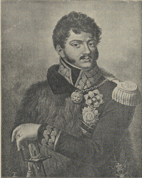 Książę Józef Poniatowski według współczesnego portretu Bacciarellego. Obraz przechowany dotąd w Jabłonnie pod Warszawą (z fotografii J. Kriegera w Krakowie).