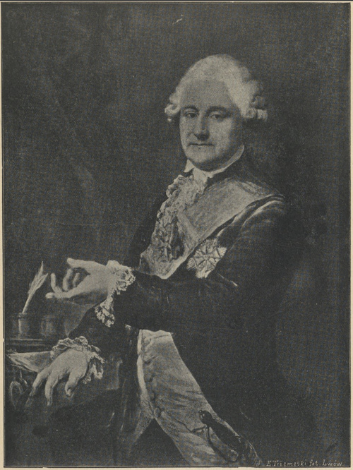 STANISŁAW AUGUST PONIATOWSKI według portretu Bacciarellego w Muzeum Czartoryskich w Krakowie (z fotografii J. Kriegera w Krakowie).