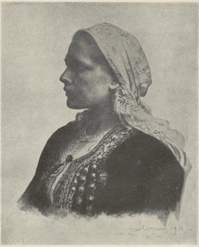 GŁOWA DZIEWCZYNY (litogr., 1913)